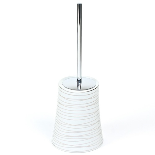 Toilet Brush, Gedy 3933-73, Grey and Silver Ceramic Round Toilet Brush Holder 3933-73